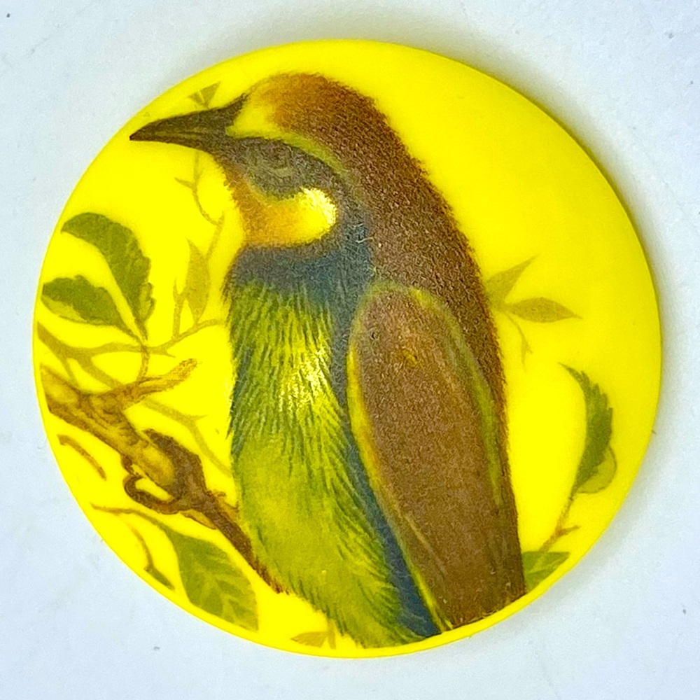 Vintage Bird Bohemian Glass Button Hand Painted
